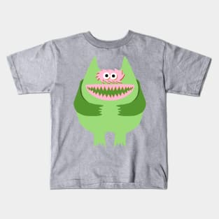 Green Nauga Stuffed Animal Cute Monster Throwback design Kids T-Shirt